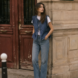 Steppweste aus Jeansstoff mit Schleifen