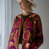 Weite Velvet Jacke FLOWER