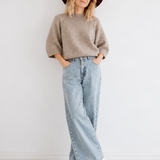 Oversize Rundhals Pullover aus 100% Schurwolle