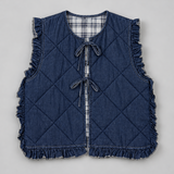 Steppweste aus Jeansstoff mit Schleifen